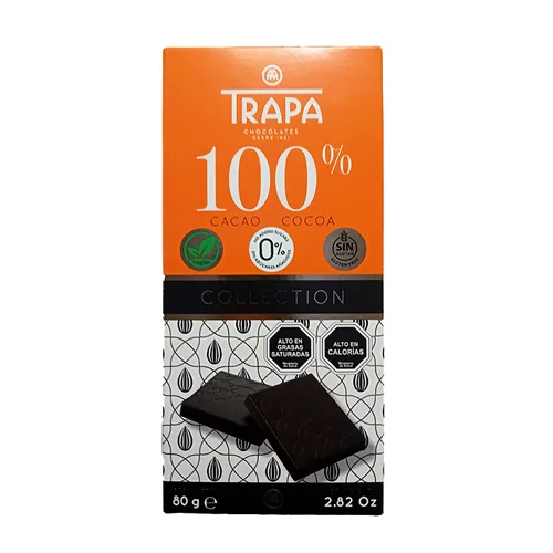 Barra de Chocolate 100% Cacao Collection Sin Gluten Vegano 80 gr