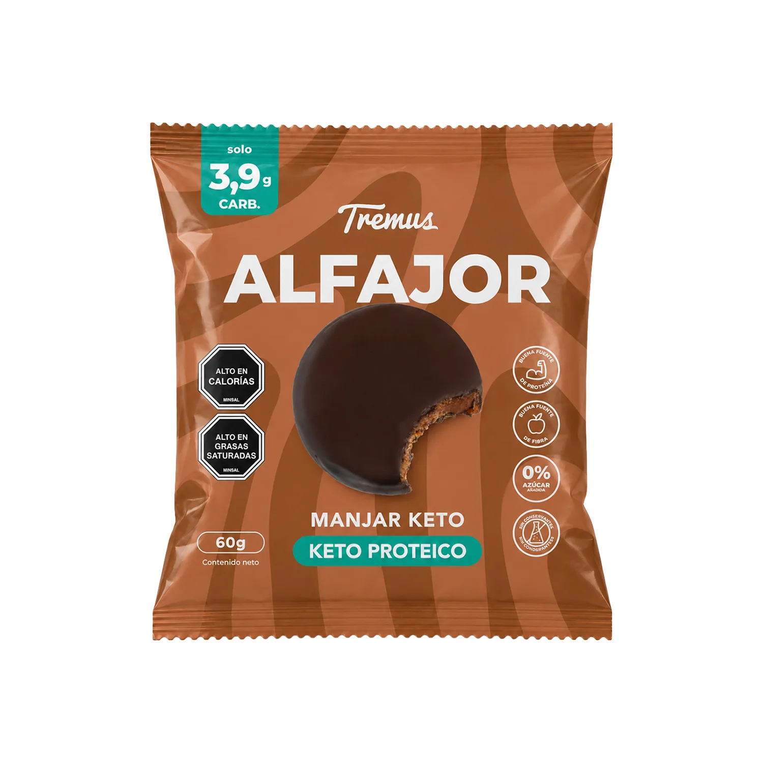 Alfajor de manjar en su envase individual