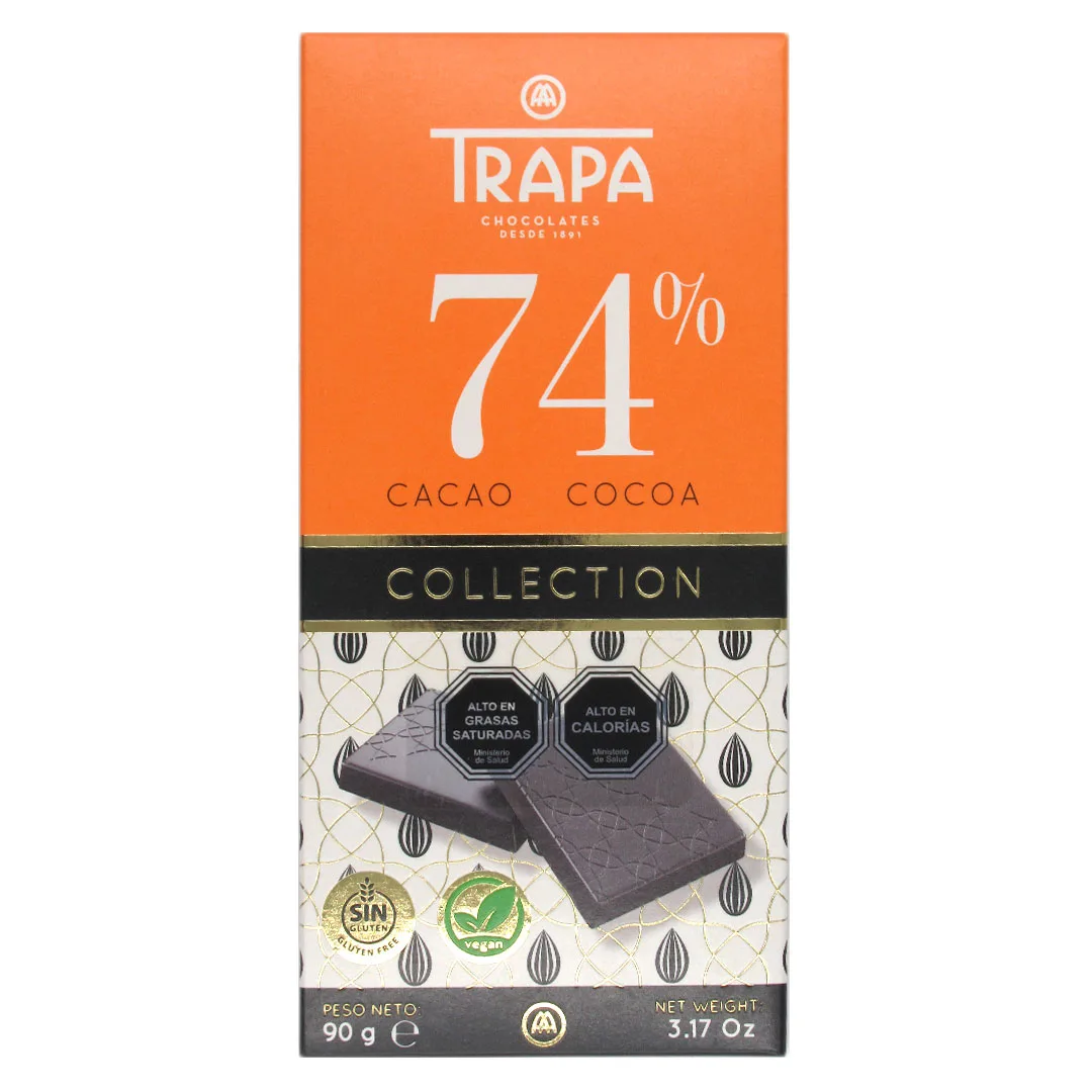 Barra de Chocolate 74% Cacao Collection Sin Gluten Vegano 80 g