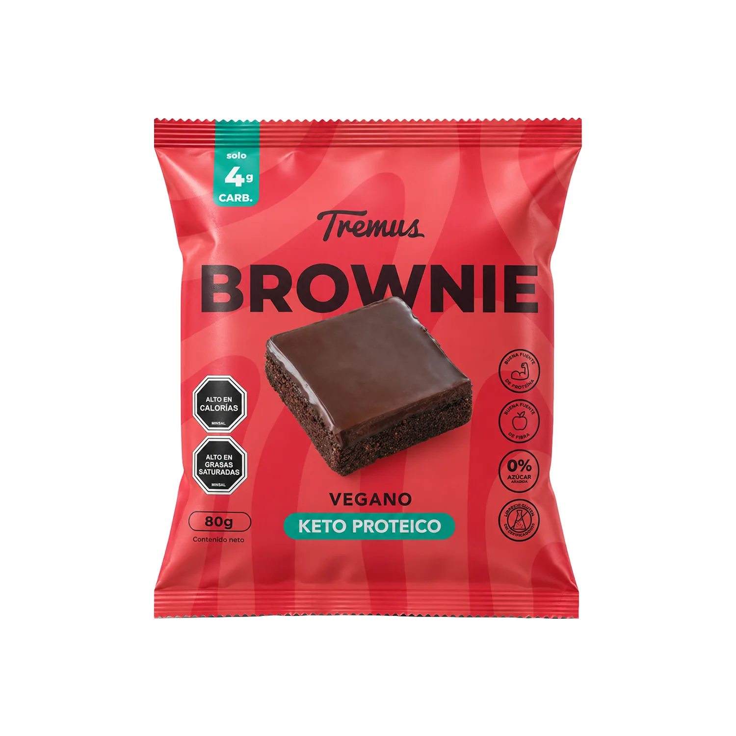 Brownie vegano en su envase individual