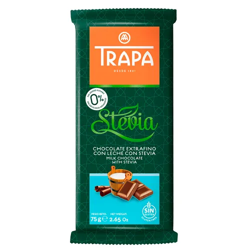 Barra de Chocolate de Leche endulzada con Stevia y sin gluten 75 g